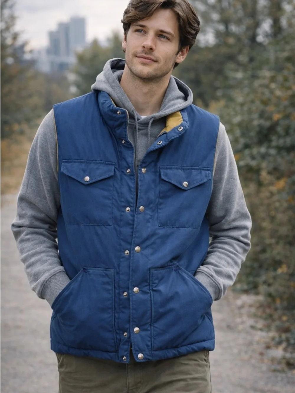 Rare Vintage 70s The North Face Brown Label Down Vest XS Blue